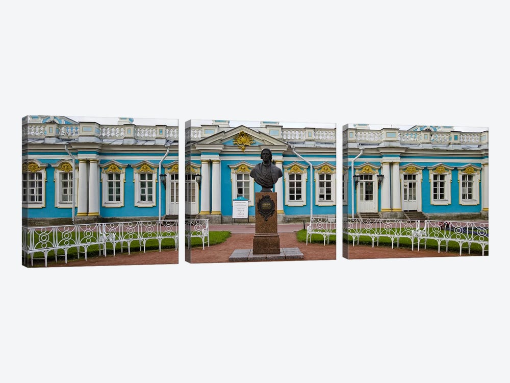 Facade of a palace, Tsarskoe Selo, Catherine Palace, St. Petersburg, Russia by Panoramic Images 3-piece Canvas Wall Art