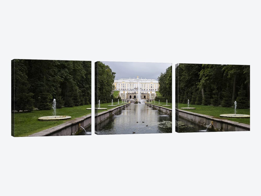 Canal at Grand Cascade at Peterhof Grand Palace, St. Petersburg, Russia by Panoramic Images 3-piece Canvas Wall Art