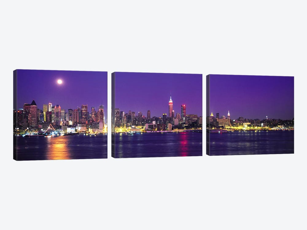 Skyscrapers at the waterfront, New York City, New York State, USA by Panoramic Images 3-piece Canvas Art