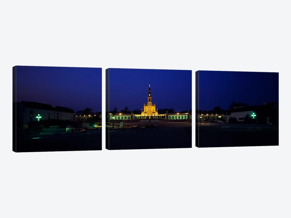 Church lit up at nightOur Lady of Fatima, Fatima, Portugal by Panoramic Images 3-piece Canvas Art Print