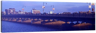 Bridge across a river, Longfellow Bridge, Charles River, Boston, Suffolk County, Massachusetts, USA Canvas Art Print - Massachusetts Art