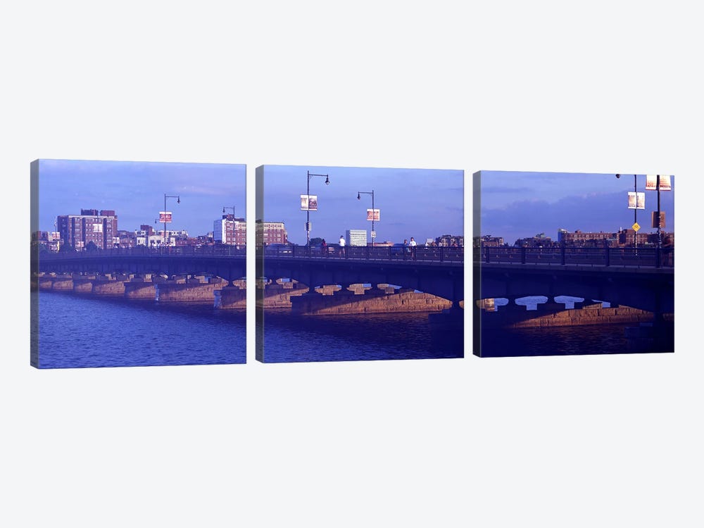 Bridge across a river, Longfellow Bridge, Charles River, Boston, Suffolk County, Massachusetts, USA by Panoramic Images 3-piece Canvas Artwork