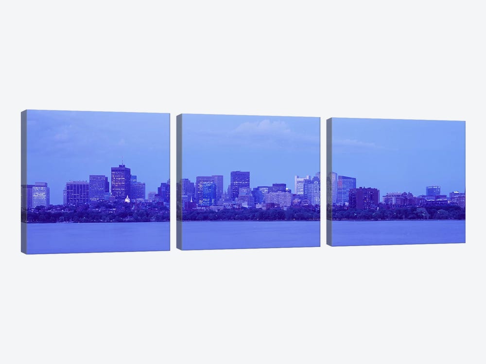 Skyscrapers at the waterfront, Charles River, Boston, Suffolk County, Massachusetts, USA by Panoramic Images 3-piece Art Print