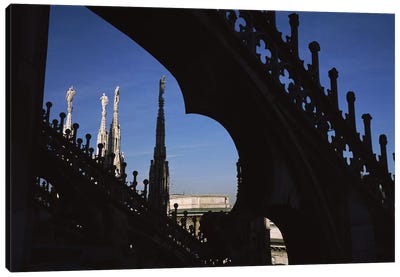Low angle view of a cathedral, Duomo Di Milano, Milan, Lombardy, Italy Canvas Art Print - Christian Art