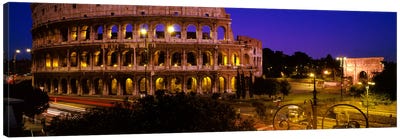 Colosseum (Flavian Amphitheatre) At Night, Rome, Lazio, Italy Canvas Art Print - Wonders of the World