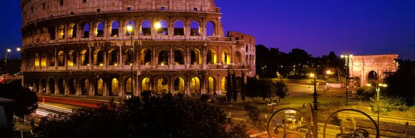 Ancient Ruins: Colosseum (Flavian Amphitheatre) At Night, Rome, Lazio, Italy by Panoramic Images
