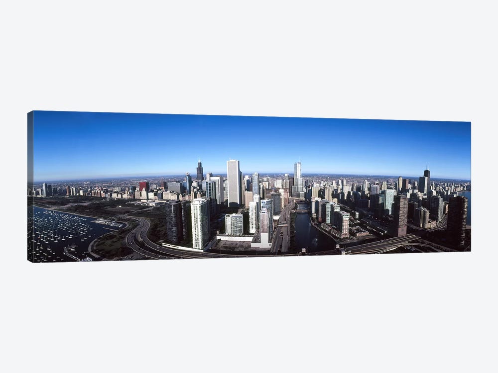 Skyscrapers in a city, Trump Tower, Chicago River, Chicago, Cook County, Illinois, USA 2011 by Panoramic Images 1-piece Canvas Print