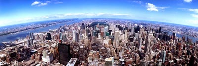 Skyscrapers in a city, Manhattan, New York City, New York State, USA 2011 by Panoramic Images framed canvas print