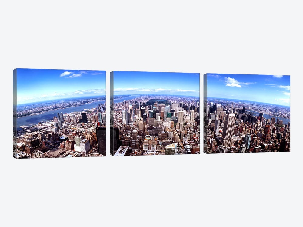 Skyscrapers in a city, Manhattan, New York City, New York State, USA 2011 by Panoramic Images 3-piece Art Print