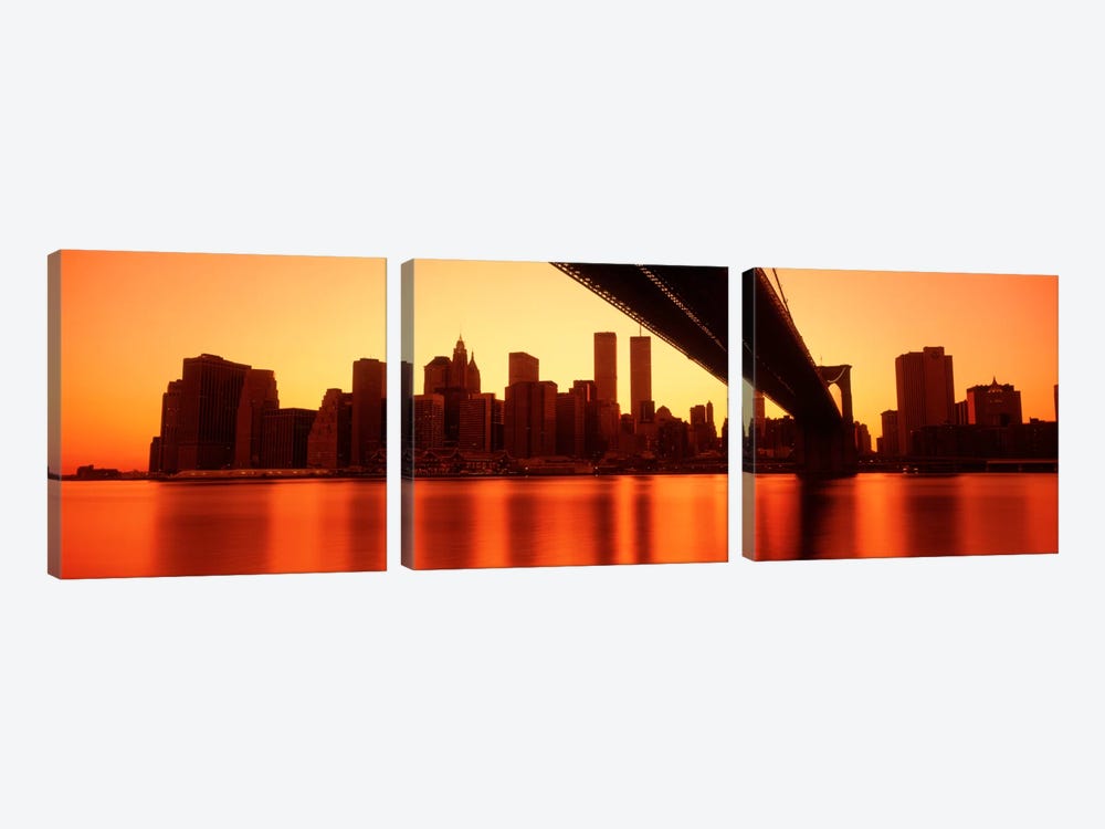 USANew York, East River and Brooklyn Bridge by Panoramic Images 3-piece Canvas Art