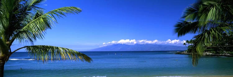 Distant View Of Molokai From Kapalua Beach, Maui, Hawaii, USA