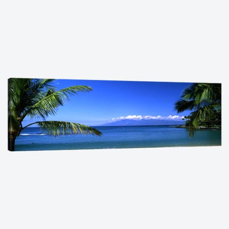 Distant View Of Molokai From Kapalua Beach, Maui, Hawaii, USA Canvas Print #PIM9540} by Panoramic Images Art Print