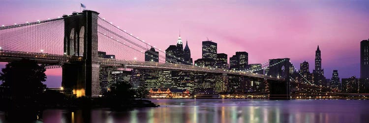 Brooklyn Bridge across the East River at dusk, Manhattan, New York City, New York State, USA by Panoramic Images wall art