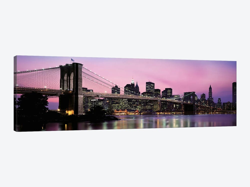 Brooklyn Bridge across the East River at dusk, Manhattan, New York City, New York State, USA by Panoramic Images 1-piece Canvas Art