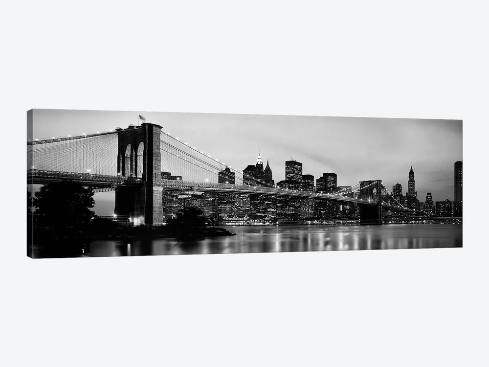 Brooklyn Bridge across the East River at dusk, Manhattan, New York City, New York State, USA by Panoramic Images 1-piece Art Print