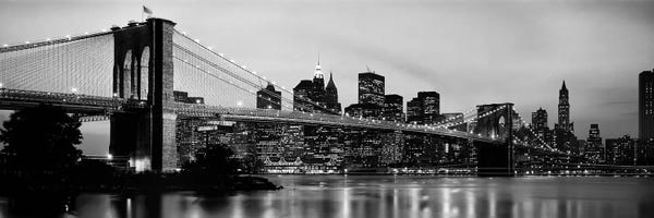 Panoramic Images: Brooklyn Bridge across the East River at dusk, Manhattan, New York City, New York State, USA by Panoramic Images
