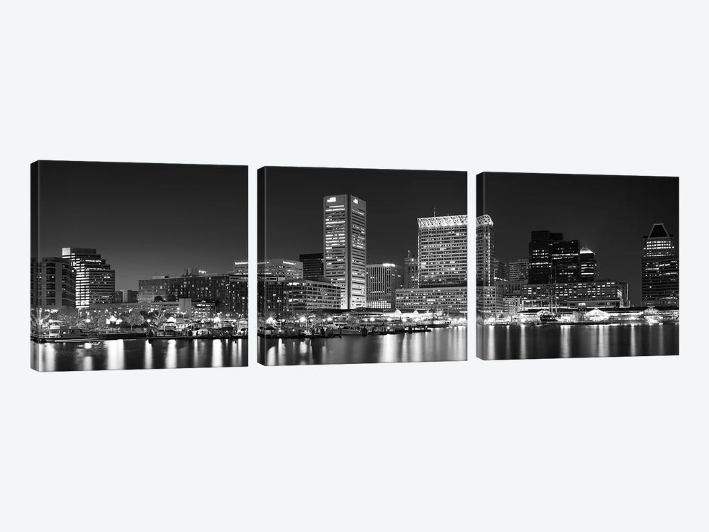 City at the waterfront, Baltimore, Maryland, USA by Panoramic Images 3-piece Canvas Print