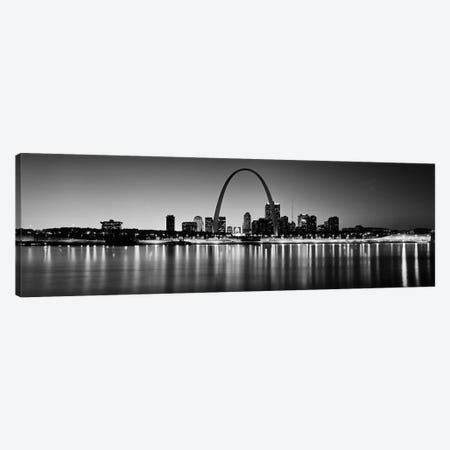 City lit up at night, Gateway Arch, Mississippi River, St. Louis, Missouri, USA Canvas Print #PIM9545} by Panoramic Images Canvas Artwork