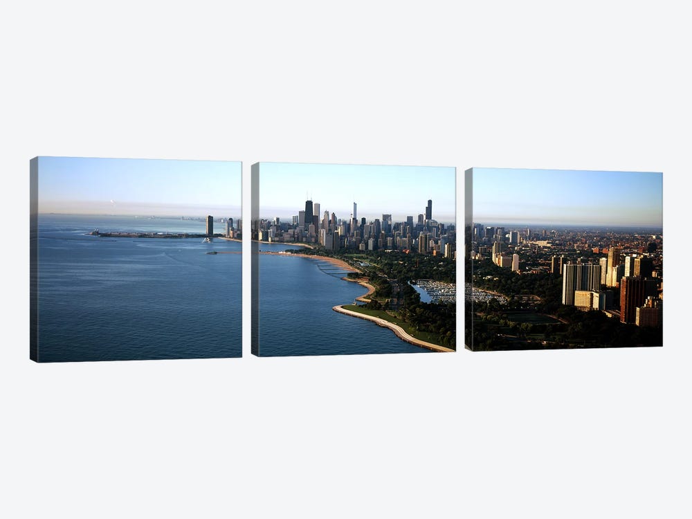 Skyscrapers at the waterfront, Grant Park, Lake Michigan, Chicago, Cook County, Illinois, USA 2011 by Panoramic Images 3-piece Canvas Art