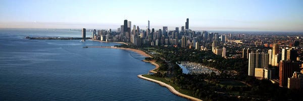 Chicago Skylines: Skyscrapers at the waterfront, Grant Park, Lake Michigan, Chicago, Cook County, Illinois, USA 2011 by Panoramic Images