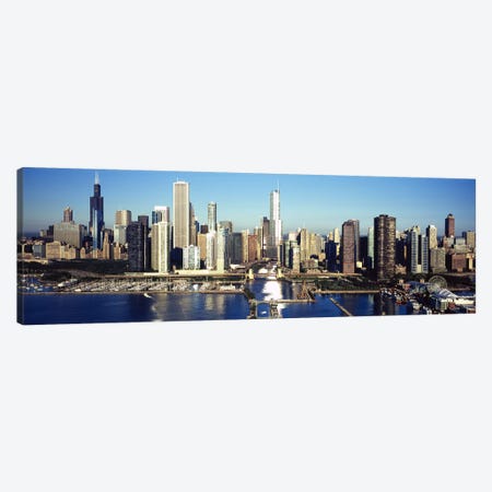 Skyscrapers in a cityNavy Pier, Chicago Harbor, Chicago, Cook County, Illinois, USA Canvas Print #PIM9550} by Panoramic Images Canvas Art
