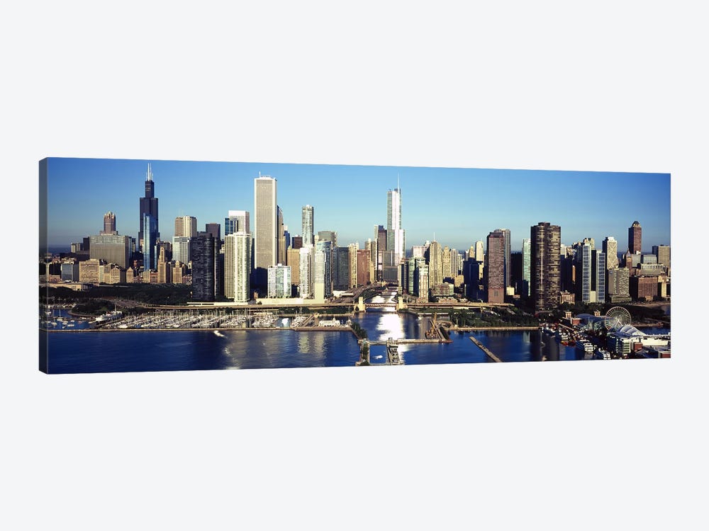 Skyscrapers in a cityNavy Pier, Chicago Harbor, Chicago, Cook County, Illinois, USA by Panoramic Images 1-piece Canvas Art