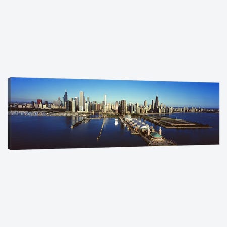 High-Angle View Of Navy Pier And Downtown Skyline, Chicago, Cook County, Illinois, USA Canvas Print #PIM9553} by Panoramic Images Canvas Wall Art
