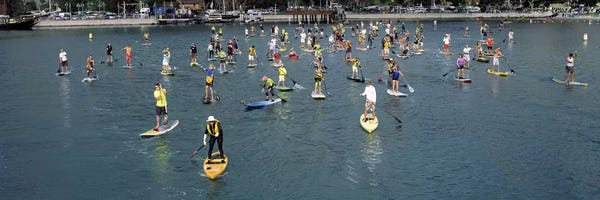 Boating: Paddleboarders in the Pacific Ocean, Dana Point, Orange County, California, USA by Panoramic Images
