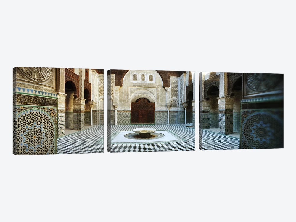 Interiors of a medersa, Medersa Bou Inania, Fez, Morocco by Panoramic Images 3-piece Canvas Art