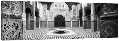 Interiors of a medersa, Medersa Bou Inania, Fez, Morocco #2 Canvas Art Print - Large Black & White Art