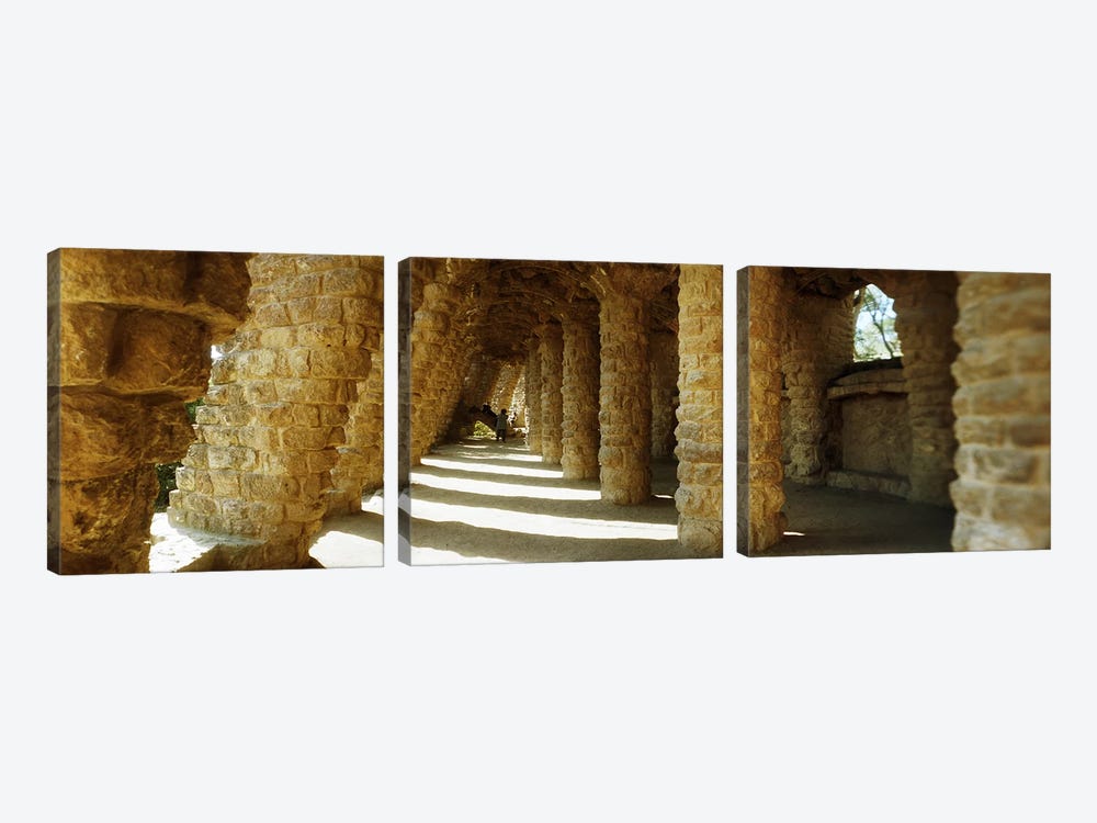 Architectural detail of the famous park designed by Catalan architect Antonio Gaudi, Park Guell, Barcelona, Catalonia, Spain by Panoramic Images 3-piece Art Print
