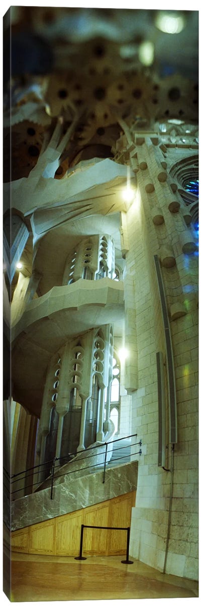 Interiors of a church designed by Catalan architect Antonio Gaudi, Sagrada Familia, Barcelona, Catalonia, Spain Canvas Art Print - Christian Art