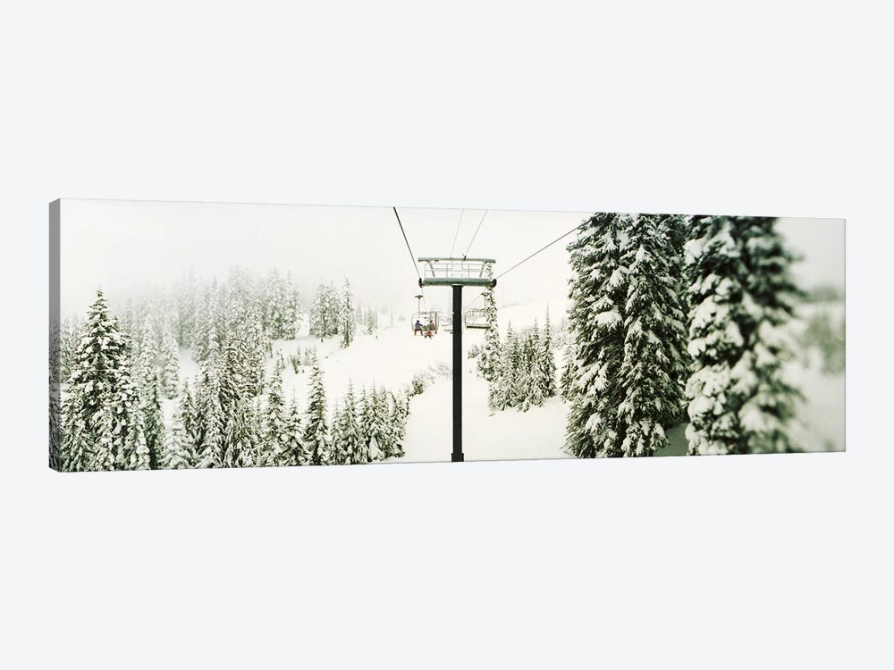 Chair lift and snowy evergreen trees at Stevens PassWashington State, USA by Panoramic Images 1-piece Canvas Print