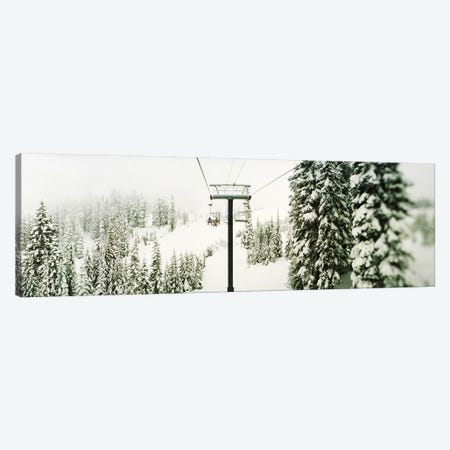 Chair lift and snowy evergreen trees at Stevens PassWashington State, USA Canvas Print #PIM9595} by Panoramic Images Art Print