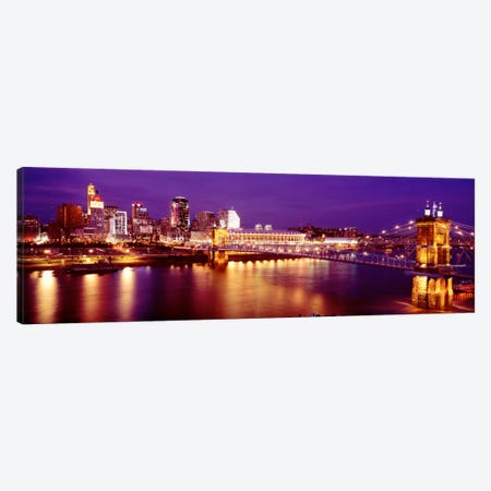USAOhio, Cincinnati, night Canvas Print #PIM959} by Panoramic Images Canvas Art