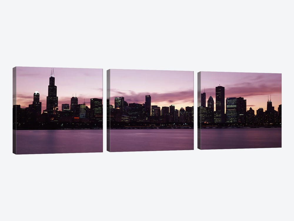 Buildings at the waterfront, Lake Michigan, Chicago, Illinois, USA 2011 by Panoramic Images 3-piece Canvas Art Print