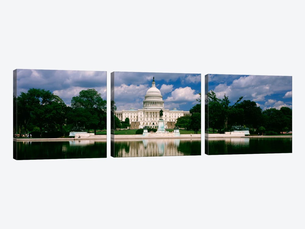 Government building on the waterfront, Capitol Building, Washington DC, USA by Panoramic Images 3-piece Canvas Artwork