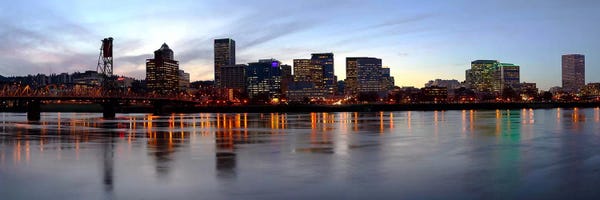 Ocean Sunrises & Sunsets: Buildings at the waterfront, Portland, Multnomah County, Oregon, USA by Panoramic Images