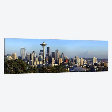 Seattle city skyline with Mt. Rainier in the background, King County, Washington State, USA 2010 Canvas Print #PIM9628} by Panoramic Images Canvas Wall Art