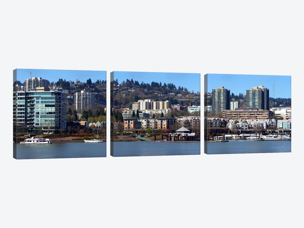 Buildings at the waterfront, Portland, Multnomah County, Oregon, USA 2011 by Panoramic Images 3-piece Canvas Art