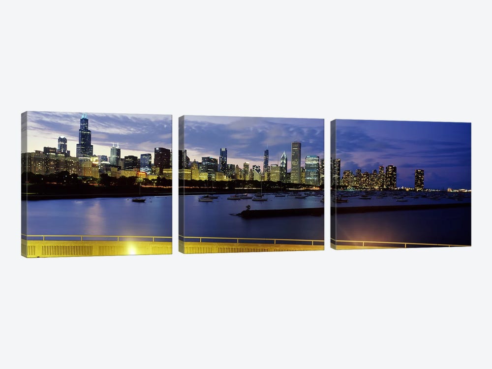 Buildings at the waterfront, Lake Michigan, Chicago, Illinois, USA #2 by Panoramic Images 3-piece Canvas Print