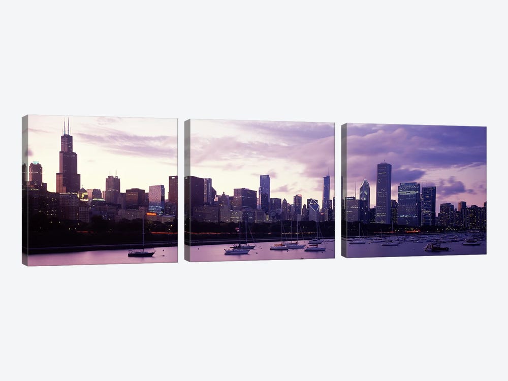 Buildings at the waterfront, Lake Michigan, Chicago, Illinois, USA #3 by Panoramic Images 3-piece Canvas Artwork