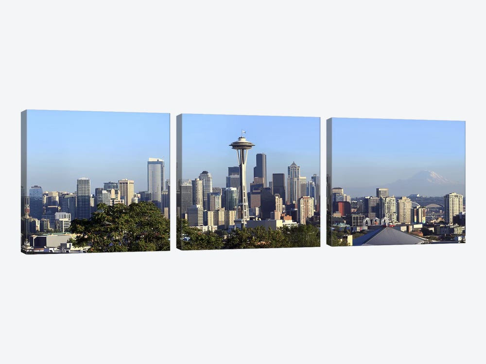 Seattle city skyline and downtown financial building, King County, Washington State, USA 2010 by Panoramic Images 3-piece Canvas Art Print