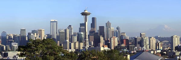 Washington: Seattle city skyline and downtown financial building, King County, Washington State, USA 2010 by Panoramic Images