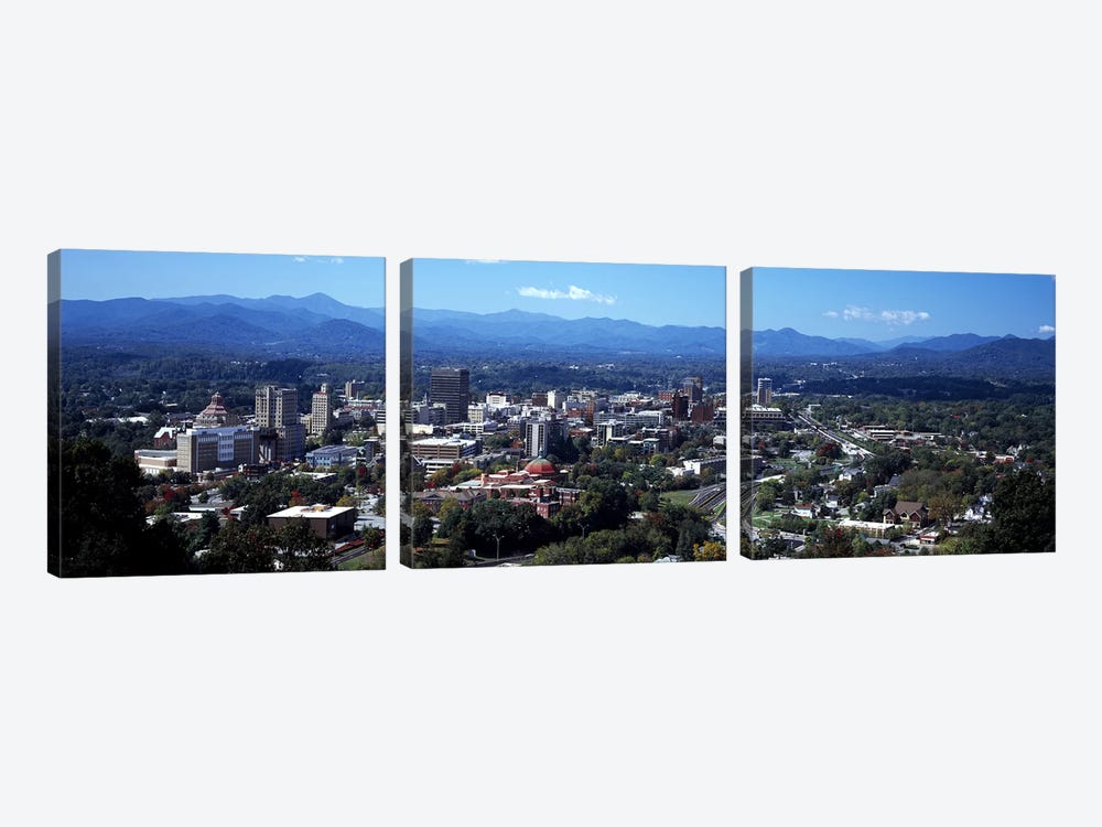 Aerial View Of Downtown, Asheville, Buncombe County, North Carolina, USA by Panoramic Images 3-piece Canvas Artwork