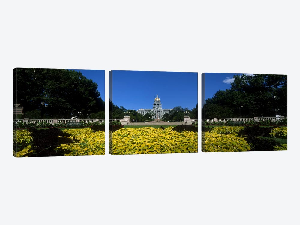 Garden in front of a State Capitol Building, Civic Park Gardens, Denver, Colorado, USA by Panoramic Images 3-piece Canvas Art