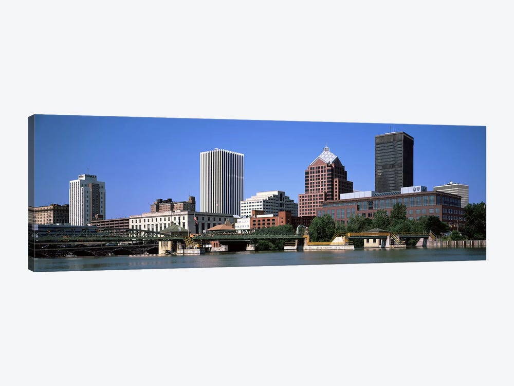 Buildings at the waterfront, Genesee River, Rochester, Monroe County, New York State, USA 2011 by Panoramic Images 1-piece Canvas Print