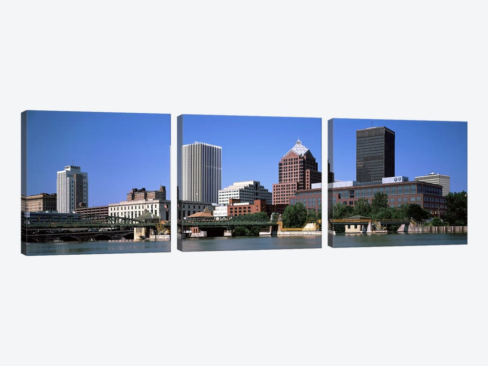 Buildings at the waterfront, Genesee River, Rochester, Monroe County, New York State, USA 2011 by Panoramic Images 3-piece Art Print