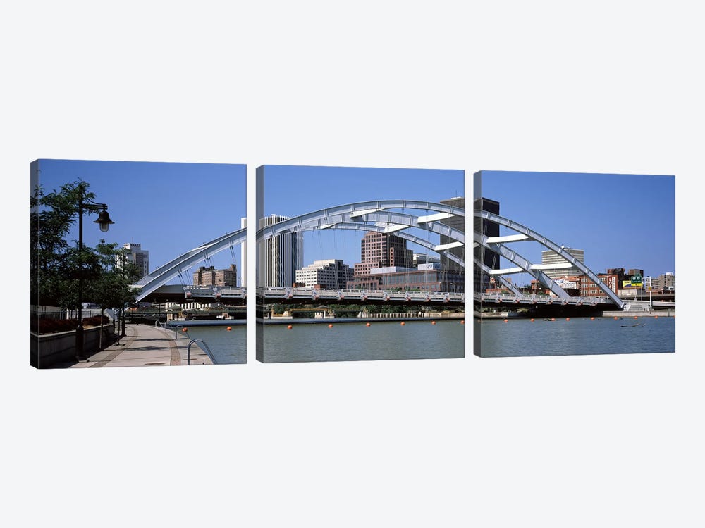 Frederick Douglas-Susan B. Anthony Memorial Bridge across the Genesee RiverRochester, Monroe County, New York State, USA by Panoramic Images 3-piece Canvas Wall Art