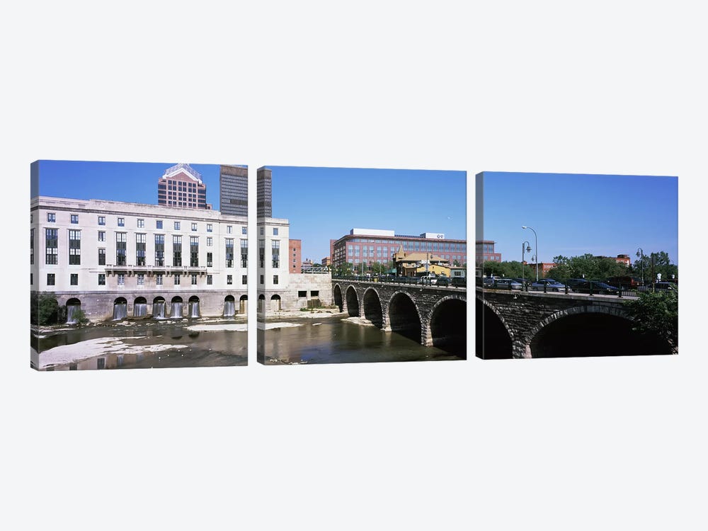 Arch bridge across the Genesee River, Rochester, Monroe County, New York State, USA by Panoramic Images 3-piece Canvas Print